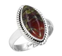 Jeweloporium 925 Esterlina Plata Mujer Joyería Natural Dragon Sangre Jaspe anillo tamaño 15