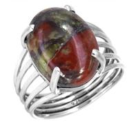 Jeweloporium Natural Dragon Sangre Jaspe Mujer Joyería 925 Esterlina Plata anillo tamaño 14