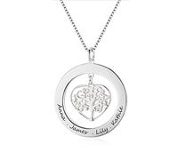jewelora Collar con Nombre Personalizado Collares de árbol de la vida Colgante Corazón Collar Familiar Cumpleaños, Día de la Madre, Navidad, San Valentín Collares Regalo de joyería (Style 1)