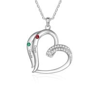 jewelora Collar Mujer Plata Personalizado con Nombre Colgante Corazón Joyería Regalos para Mamá Hija Día de la Madre Cumpleaños Navidad (2 name)