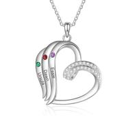 jewelora Collar Mujer Plata Personalizado con Nombre Colgante Corazón Joyería Regalos para Mamá Hija Día de la Madre Cumpleaños Navidad (3 name)