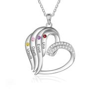 jewelora Collar Mujer Plata Personalizado con Nombre Colgante Corazón Joyería Regalos para Mamá Hija Día de la Madre Cumpleaños Navidad (4 name)