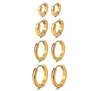 JewelrieShop - Juego de pendientes para hombre o mujer tipo argolla de acero inoxidable, hipoalergénicos, pendientes de aro estilo urbano