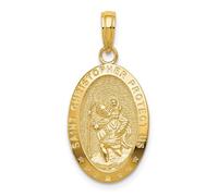 Jewelry Affairs Colgante de medalla de San Cristóbal Protect Us (oro amarillo de 14 quilates)