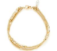 Jewelry by Leonardo Pulsera Caronna • Pulsera de acero inoxidable dorado • bolas de oro finas • nácar brillante • 19 cm de longitud • Joyas regalo para mujeres • 024918, Eine Grösse, Acero inoxidable,