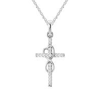 Jewelry - Collar de plata de ley 925 con circonita cúbica, símbolo de infinito, colgante de cruz para mujeres/niñas, circonita incrustada, plata, oro rosa u oro, regalo de cumpleaños de Navidad, talla