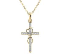 Jewelry - Collar de plata de ley 925 con circonita cúbica, símbolo de infinito, colgante de cruz para mujeres/niñas, circonita incrustada, plata, oro rosa u oro, regalo de cumpleaños de Navidad, talla