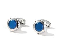 Jewelry Cufflinks Men's Shirt Cufflinks Round Silver Blue Casual Shirt Cuff Nails