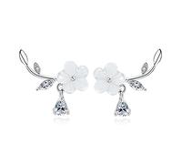 Jewelry Elegant Shiny Plum Blossom Leaf Pendant Ladies Zircon Accessories Women Earrings