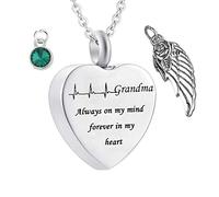 Jewelry Grandma, Human for Steel Memorial Birthstone Angel Wings for Men with Funnel Kit & Bag