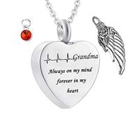 Jewelry Grandma, Human for Steel Memorial Birthstone Angel Wings for Men with Funnel Kit & Bag