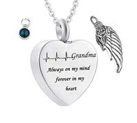 Jewelry Grandma, Human for Steel Memorial Birthstone Angel Wings for Men with Funnel Kit & Bag