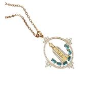 Jewelry New 2025 Arrival Religion Jewelry Colours Cubic Zircon Virgin Mary Pendant Necklace Statement Crystal Charm Choker Necklace For Woman With For You Accessories Trendy Creative Gift gift