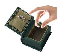 Jewelry Ring Case - Libro de estilo PU de cuero magnético Closure, Travel Friendly Ring Organizer, Compact Jewelry Storage Holder With Velvet Lined Interior For Safe Engagement Proposal Gift | For