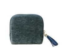 Jewelry Zippered Pocket Case Travel Jewelry Bag Portable Organizer, Mini Foldable Travel Jewelry Pouch with Zipper Tassel and Multiple Compartments for Earrings Necklaces Data Cable (Dark Green)