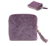 Jewelry Zippered Pocket Case Travel Jewelry Bag Portable Organizer, Mini Foldable Travel Jewelry Pouch with Zipper Tassel and Multiple Compartments for Earrings Necklaces Data Cable (Dark Purple)