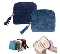 Jewelry Zippered Pocket Case Travel Jewelry Bag Portable Organizer, Mini Soft Foldable Pouch with Multiple Compartments for Bangles Link Bracelets Storage Protect from Tangle Scratch (2Pcs-E)