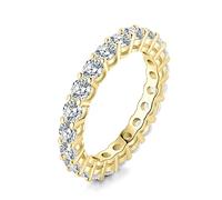 JewelryPalace 2.2ct Rundschliff Zirkonia Band Ring Damen, Hochzeitsringe Damenring 14K Gelbgold Vergoldet Trauringe Eheringe für Frauen, Vorsteckring Stapelring Eternity Ring Bandring Schlan59