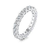 JewelryPalace 2.2ct Rundschliff Zirkonia Band Ring Damen, Hochzeitsringe Damenring 14K Weißgold vergoldet Trauringe Eheringe Eheringe für Frauen, Vorsteckring Stapelring Eternity Ring Bandring Slim 57