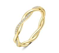 JewelryPalace Anillo Cuerda Retorcido Bañado en Oro de 14K con Moissanites, Anillo Giratorio Apilable Banda Boda Mujer, Anillo Infinito Fino Promesa Clásico Piedra, Joyeria Mujeres 14