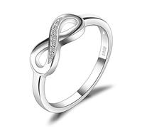 JewelryPalace Anillo Infinito Diamante Simulado, Plata de ley 925, Chapado en Oro Blanco, Promiso Alianzas Mujer, Aniversario, Joyería Personalizada