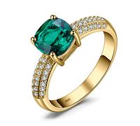 JewelryPalace Anillo Mujer Plata 1.8ct Esmeralda Verde Simulado Corte Cojín, Anillo Solitario de Compromiso Piedra Preciosa, Anillos Niña Plata de Ley 925 Oro 14k Circonitas, Conjunto Joyas Mujer 20.5