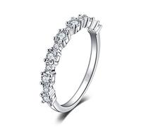JewelryPalace Anillo Mujer Plata de Ley 925, Anillo Promesa Media Eternidad Apilable, Banda de Boda Clásico Diamante Simulado, Anillos Niña Elegante Piedra Preciosa, Conjunto Joyas Mujer 22