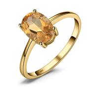 JewelryPalace Anillo Solitario Llamativo Amarillo 1.2ct Citrino Natural Corte Ovalado, Anillo Promesa Oro 14k Clásico, Joyas de Mujer Piedra, Conjunto Niña 19