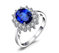 JewelryPalace Anillos Mujer Plata Princesa Diana Kate Middleton Creado Zafiro Esmeralda, Anillos de Compromiso Plata de ley 925 Mujer, Anillo Mujer Alianzas, Joyería de Aniversario Personalizada