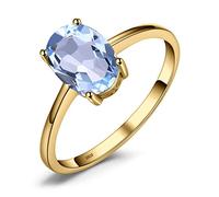 JewelryPalace Anillos Mujer Plata Solitario, Anillo Llamativo Azul Cielo 1.6ct Topacio Natural Corte Ovalado, Anillo Promesa Oro 14k Clásico Joyas de Mujer Piedra, Anillos Niña Conjunto Joyas Mujer 13