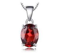 JewelryPalace Colgante Solitario 2.5ct Genuino Granate Oval Rojo Piedra de nacimiento Collar Plata de ley 925 cadena de caja 45cm