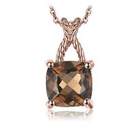 JewelryPalace Collar Plata Mujer 0.9ct Cuarzo Ahumado Natural Marrón Corte Cojín en Cadena 45cm, Colgante de Nudo Plata de Ley 925 Oro Rosa, Collar Niña Piedra Preciosa de Color, Joyas Mujer