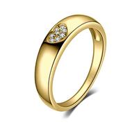 JewelryPalace Corazón Anillos Mujer Oro, Anillo Promesa Banda Ancho Sencillo, Anillos Niña Plata de Ley 925 Oro 14k, Anillo Lindo Apilable con Piedra Regalo, Joyas de Mujer 14