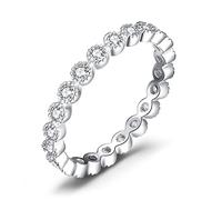 JewelryPalace Infinito Anillo Mujer Plata con Circonita, Banda de Boda Apilable Plata de Ley 925, Clásicos Anillos Eternity Plata Anillos de Boda, Anillos Niña Conjunto Anillos Joyas de Mujer 7