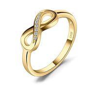 JewelryPalace Infinito Anillos Mujer Plata de Ley 925 Oro 14k, Anillo de Compromiso Circonita Diamante Simulado, Anillo Promesa Romántico Joyas de Mujer Piedra, Regalo Anillos Niña Conjunto Joyas 14