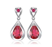 JewelryPalace Infinito Pendientes Colgantes Plata Mujer 8.8ct Rubí Rojo Creado Corte Gota Agua, Pendientes de Gota Plata de Ley 925, Elegantes Pendientes Niña con Piedra Preciosa, Conjunto Joyas Mujer