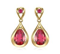 JewelryPalace Infinito Pendientes Colgantes Plata Mujer 8.8ct Rubí Rojo Creado Corte Gota Agua, Pendientes de Gota Plata de Ley 925 Oro 14k, Elegantes Pendientes Niña con Piedra, Joyas Mujer