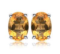 JewelryPalace Pendientes 1.4ct Genuino Citrino Oval Natural Piedra de nacimiento Aretes Plata de ley 925
