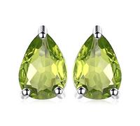 JewelryPalace Pendientes 1.6ct Genuino Peridoto Verde Pera Natural Piedra de nacimiento Aretes Plata de ley 925