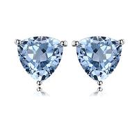 JewelryPalace Pendientes 1.9ct Genuino Topacio azul cielo Trillion Natural Piedra de nacimiento Aretes Plata de ley 925