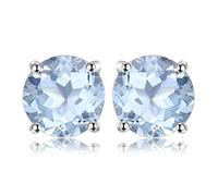 JewelryPalace Pendientes de tuerca de espinela de color azul cielo de 2 quilates chapados en oro blanco de 14 quilates
