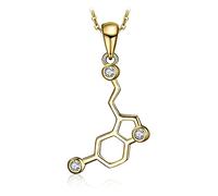 JewelryPalace Química Collar Plata Mujer Oro 14k, Colgante de Moda Estructura Molecular, Piedra Joyas Personalizado, Niña Cadena 45cm