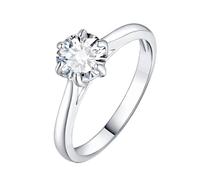 JewelryPalace Solitario Anillo Mujer 1ct Moissanita Corte Redonda, Anillo de Compromiso Bañado en Oro Blanco 14K Diamante Simulado, Promesa Clásico 6 Garras 11