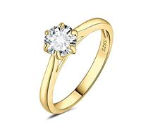 JewelryPalace Solitario Anillo Plata Mujer 0.5ct Moissanita Corte Redonda, Anillo de Compromiso Plata Ley 925 Oro 14k Diamante Simulado, Anillo Promesa Niña Clásico Piedra 6 Garras, Joyas Mujer 15,5