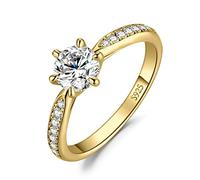 JewelryPalace Solitario Anillo Plata Mujer 0.5ct Moissanita Corte Redondo, Anillo Compromiso Oro 14k Media Eternidad Diamante Simulado, Anillo Promesa Niña Clásico Piedra Conjunto Joyas Novia 10