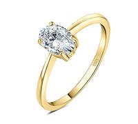JewelryPalace Solitario Anillo Plata Mujer 1ct Moissanita Corte Ovalado, Anillo de Compromiso Plata de Ley 925 Diamante Simulado, Anillo Promesa Niña Clásico Oro 14k Piedra, Conjunto Joyas Novia 17