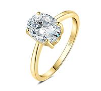 JewelryPalace Solitario Anillo Plata Mujer 2ct Moissanita Corte Ovalado, Anillo de Compromiso Plata de Ley 925 Diamante Simulado, Anillo Promesa Niña Clásico Oro 14k Piedra, Conjunto Joyas Novia 19