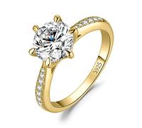 JewelryPalace Solitario Anillo Plata Mujer 2ct Moissanita Corte Redondo, Anillo Compromiso Oro 14k Media Eternidad Diamante Simulado, Anillo Promesa Niña Clásico Piedra Conjunto Joyas para Novia 14