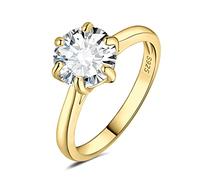 JewelryPalace Solitario Anillo Plata Mujer 3ct Circonita Corte Redonda, Anillo Compromiso Plata de Ley 925 Oro 14k Diamante Simulado, Anillo Promesa Niña Clásico Piedra 6 Garras, Joyas de Mujer 7