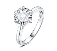 JewelryPalace Solitario Anillo Plata Mujer 3ct Circonita Corte Redonda, Anillo de Compromiso Plata de Ley 925 Diamante Simulado, Anillo Promesa Niña Clásico Piedra 6 Garras, Joyas de Mujer 7